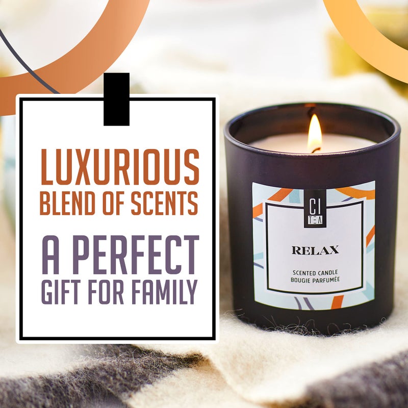 CITea - 100% Natural Soy Wax Scented Candle, Stress Relief Soy Candle with Natural Oils, Large Candle 8 Oz, Sandalwood and Musk Scent, Relax - Image 4